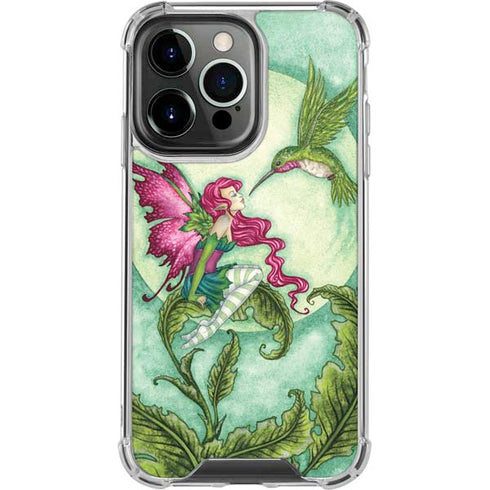 Amy Brown Flirting Fairy and Hummingbird iPhone 14 Pro Clear Case